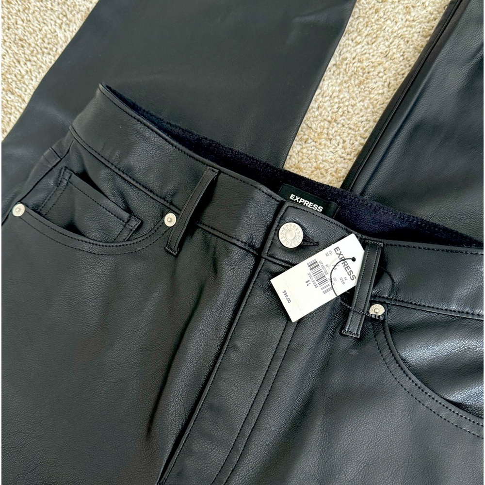 High Waisted Faux Leather Wide Leg Pant